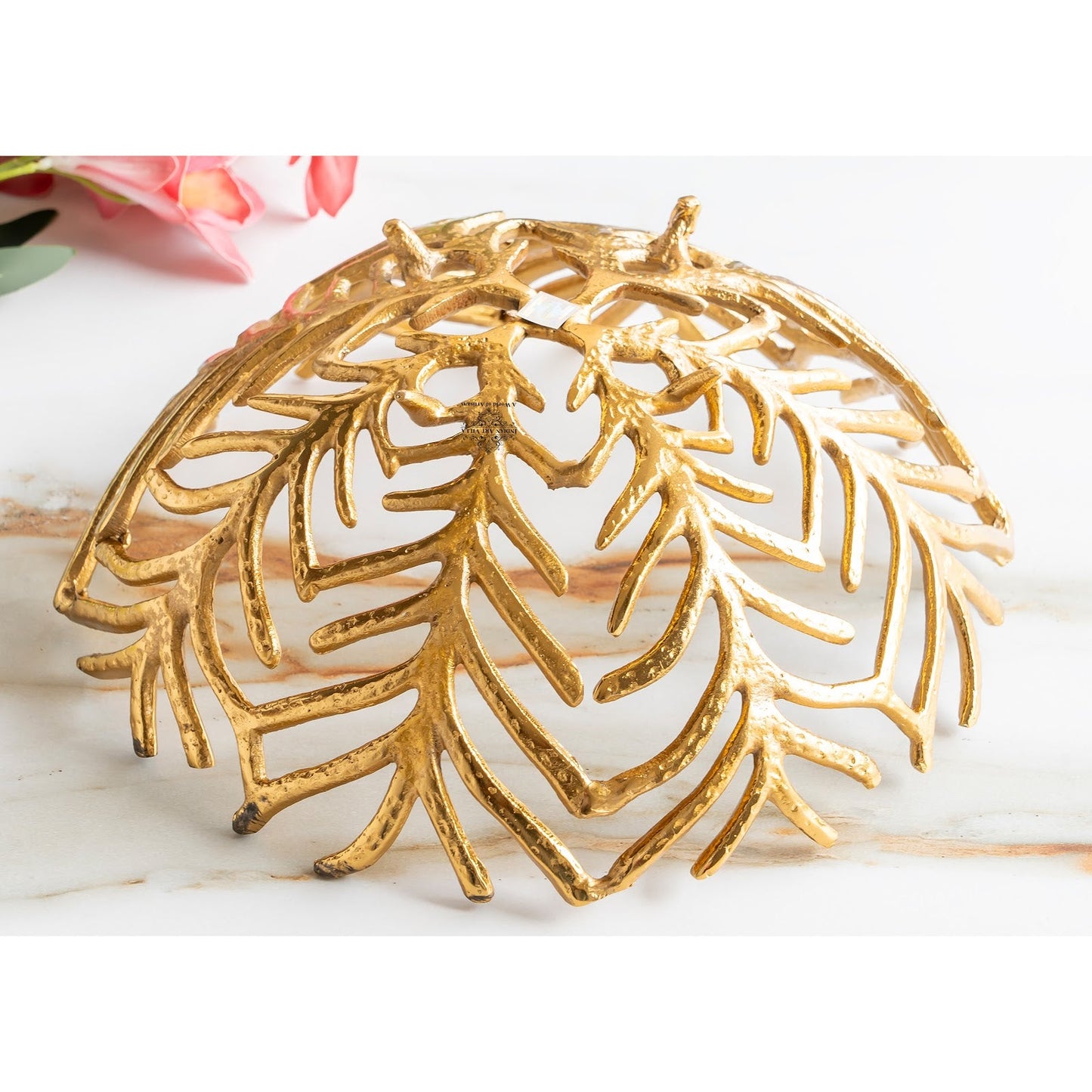 Brass Finish Decorative Cutting Basket – 12.6 Inches, Luxury Home Decor Bowl, Ideal for Fruits, Snacks, Festive Gifting