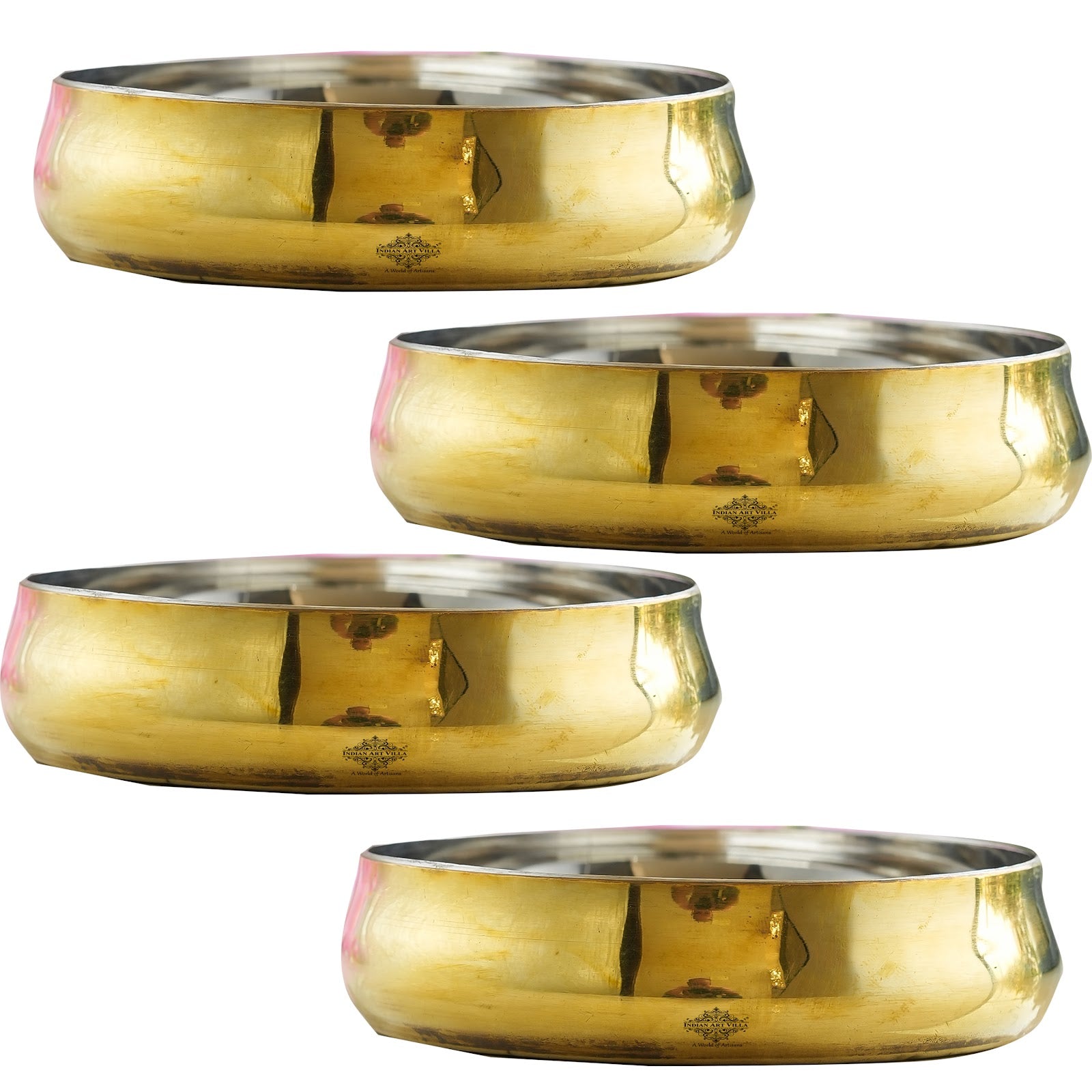 Handmade Steel Brass Curved Rice/ Halwa Plate, Serveware, Dinnerware, Width- 12.06 cm