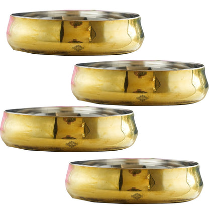 Handmade Steel Brass Curved Rice/ Halwa Plate, Serveware, Dinnerware, Width- 12.06 cm