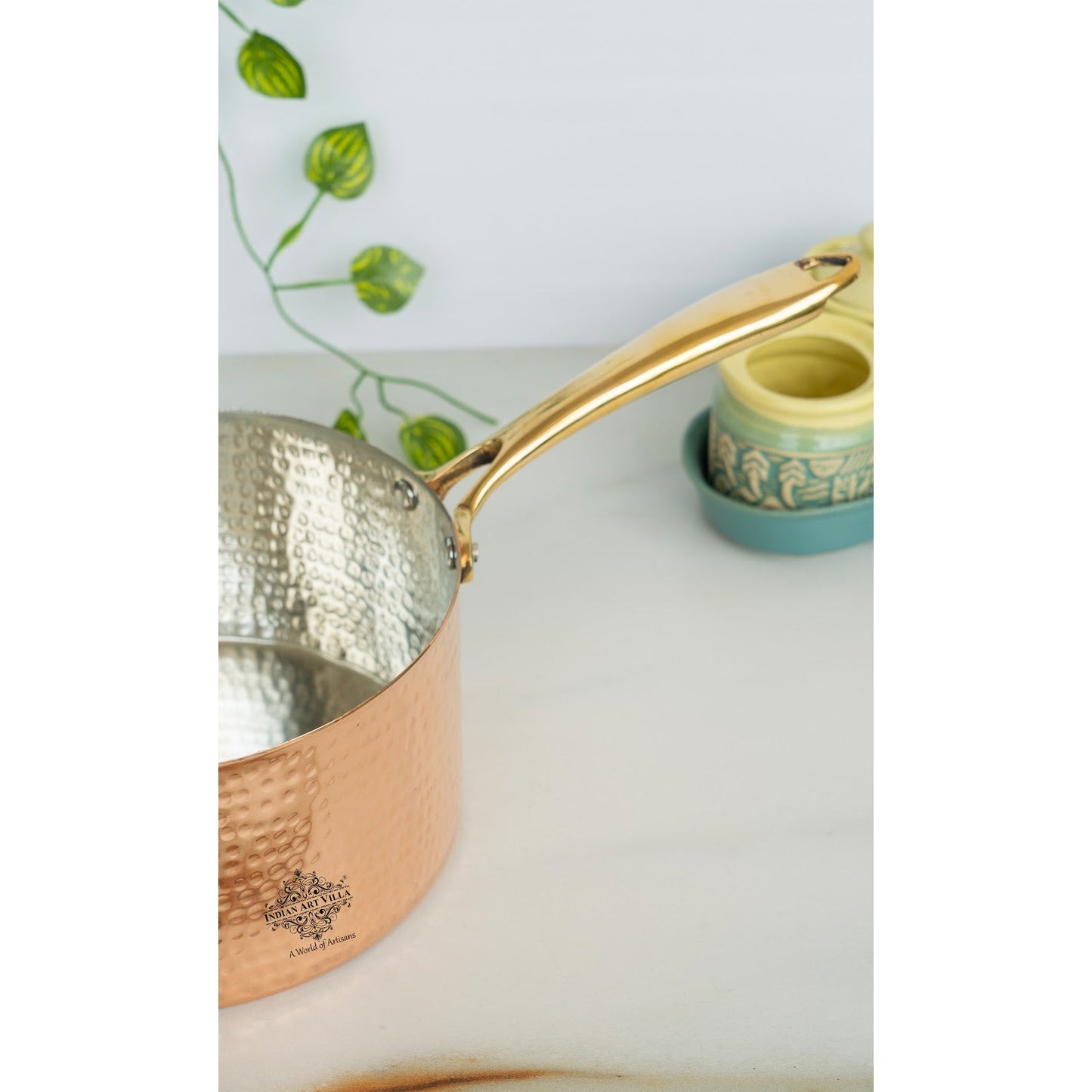 Pure Steel Copper Hammered  Sauce pan Inside Tin Lining