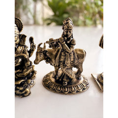 Pure Brass Miniature Divine Idol Combo of Ganesha, Krishna, Hanuman ji & Sai Baba