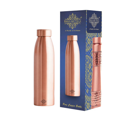 Pure Copper Water Bottle with Plain Matte Finish Design