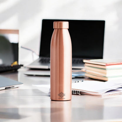 Pure Copper Water Bottle with Plain Matte Finish Design