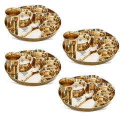 Handmade Pure Bronze Shine Finish Design Thali Set|Dinner Set, 7 Piece