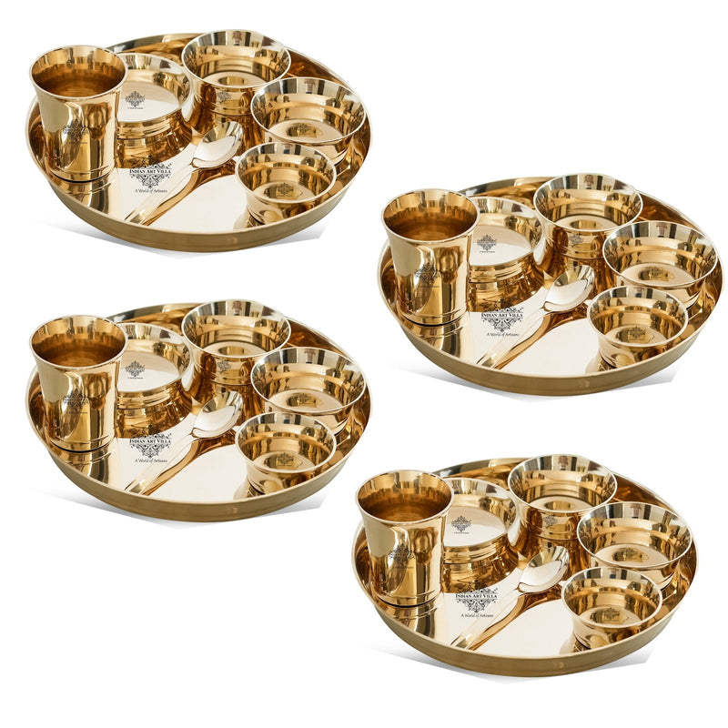 Handmade Pure Bronze Shine Finish Design Thali Set|Dinner Set, 7 Piece