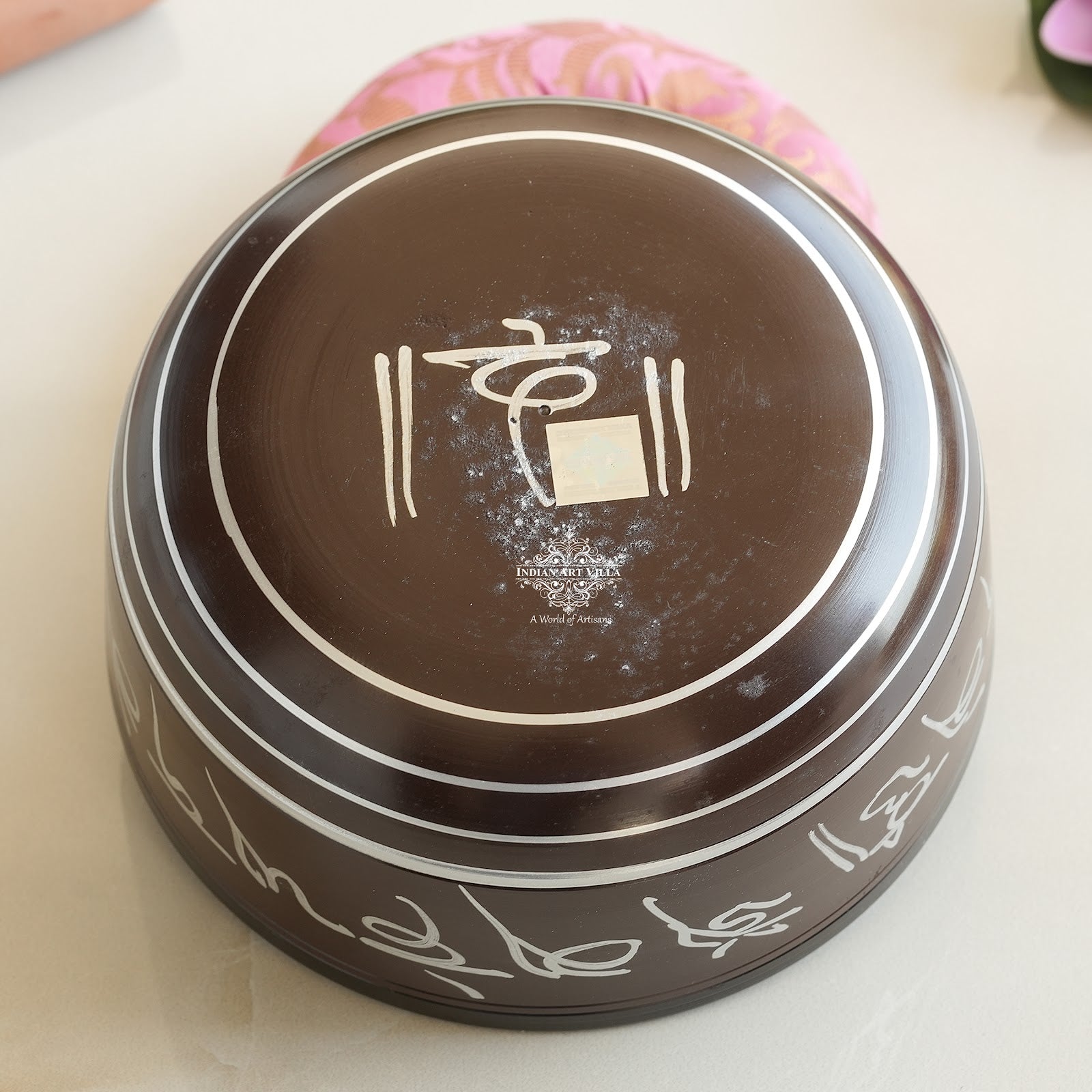 Handcrafted Tibetan Singing Brass Bowl with Sacred Engravings- Helpful For Meditation.