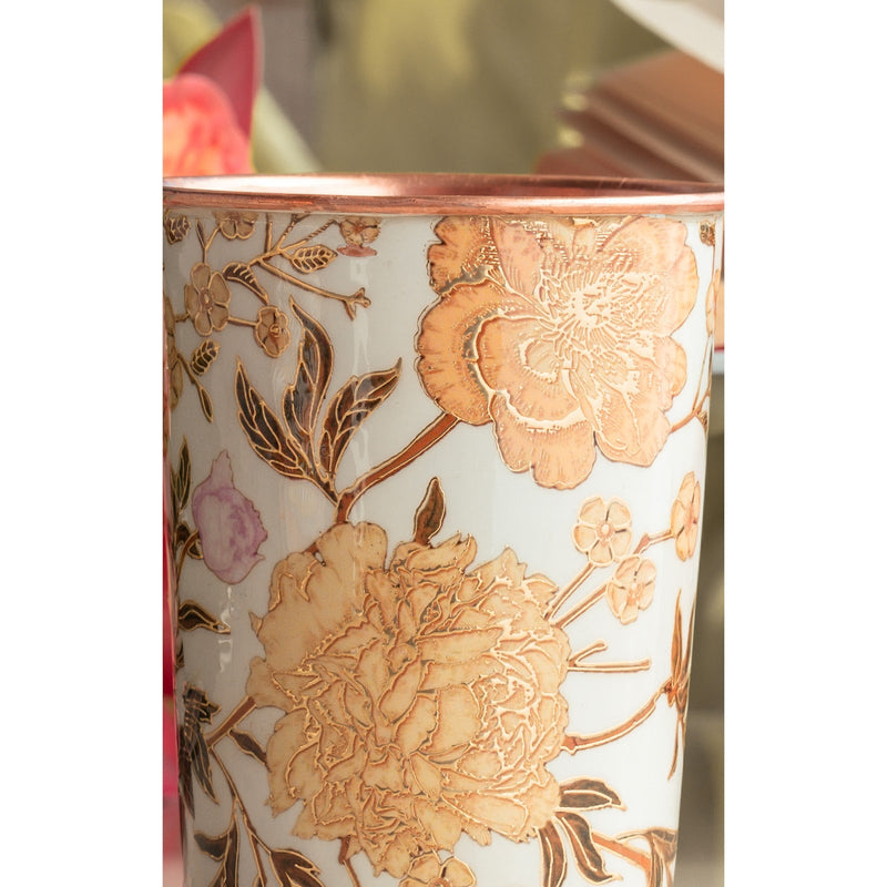 Pure Copper Gold Flower Print Glass – 275 ML