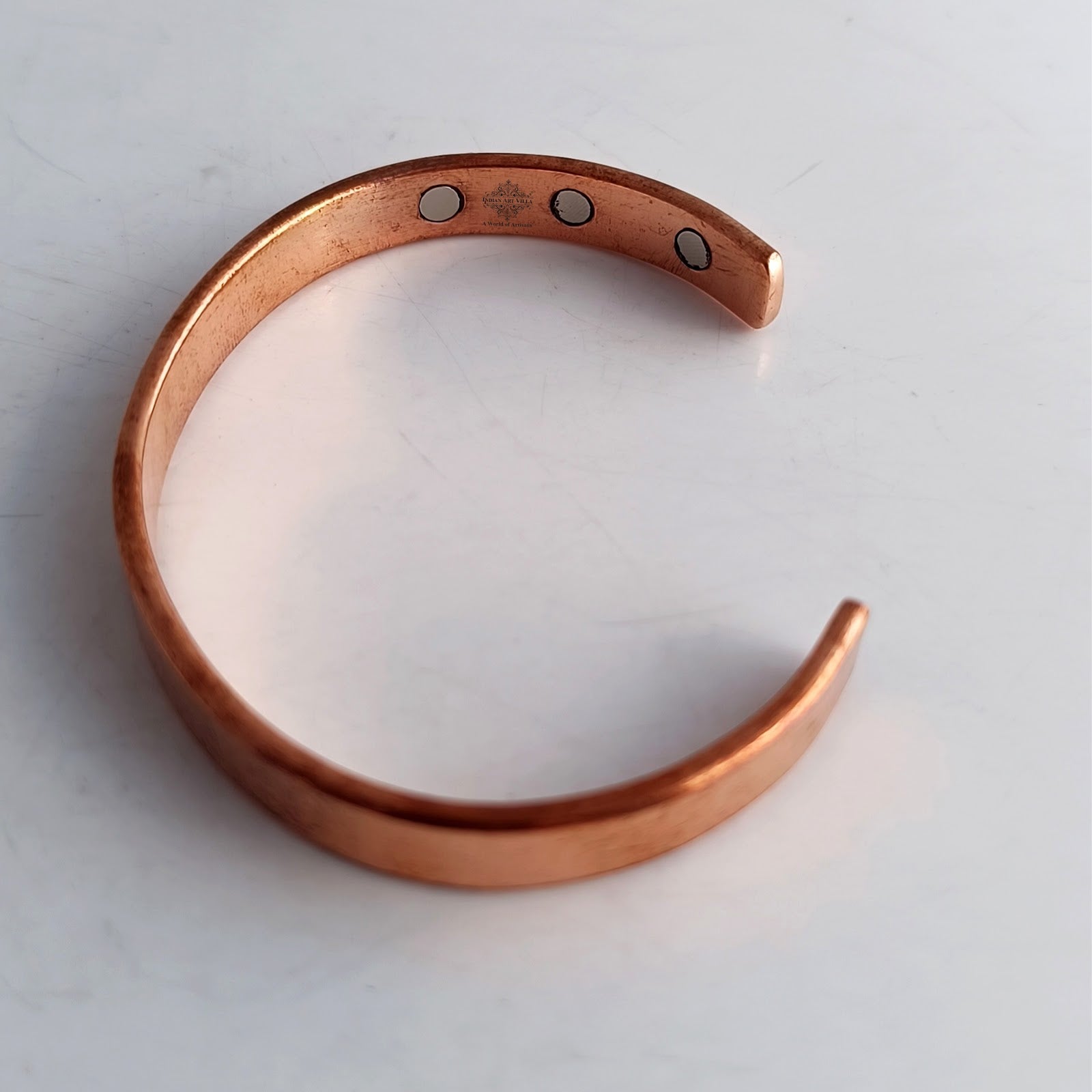 Pure Copper Flat Plain Bangle with Inbuilt Magnet for Energy Balance
