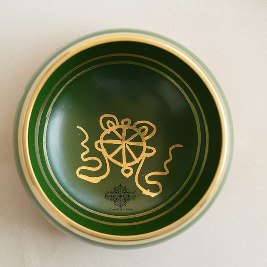 Pure Brass Green Designer Tibetan Singing Bowl, Home Decor, Accessories