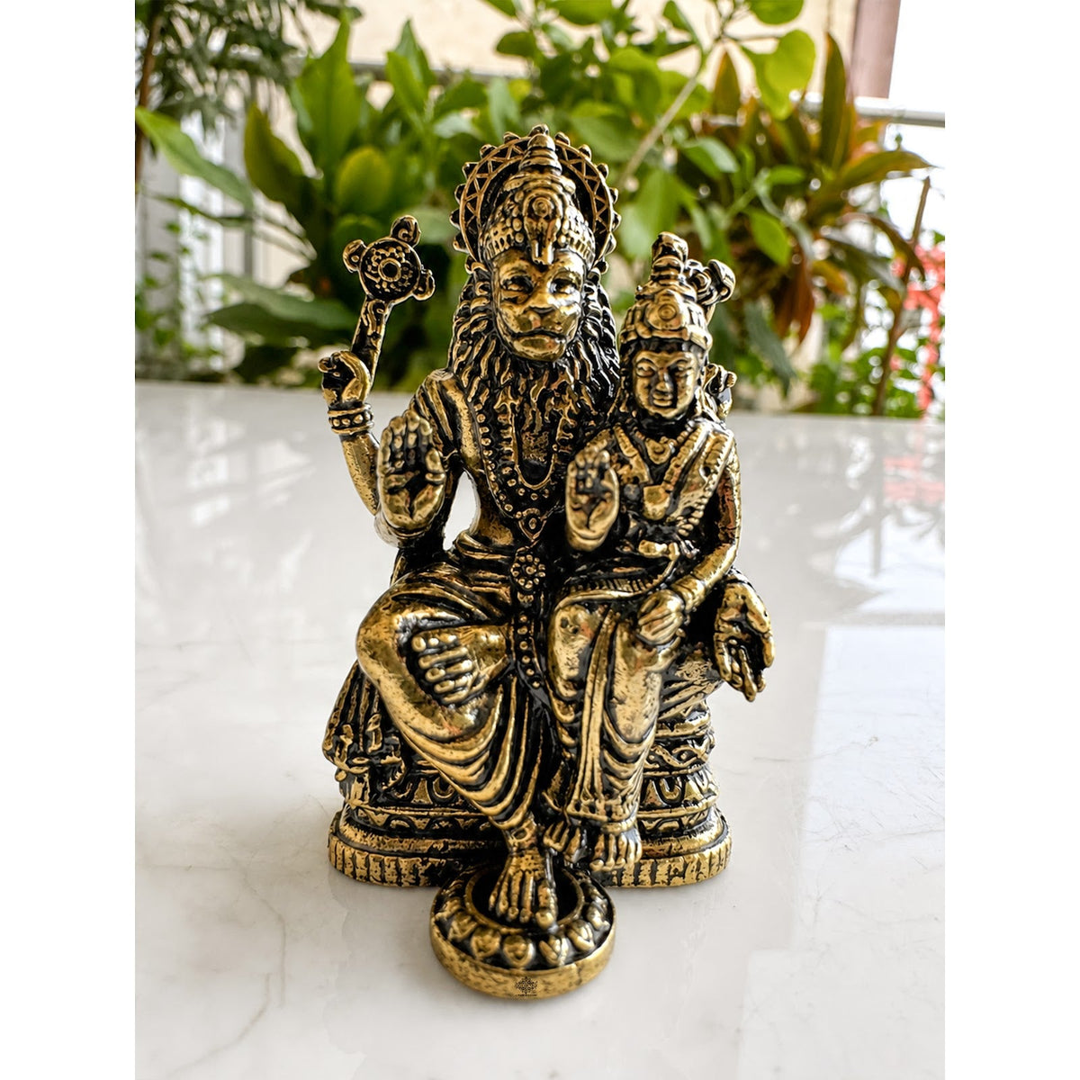 Pure Brass Miniature Lakshmi Narasimha Ji Murti - 3.55 cm