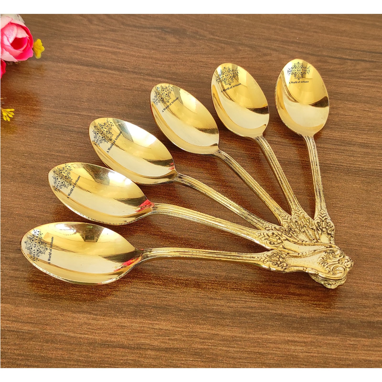 Handmade Pure Brass Designer Spoon, Dinnerware, Tableware For Home | H ...