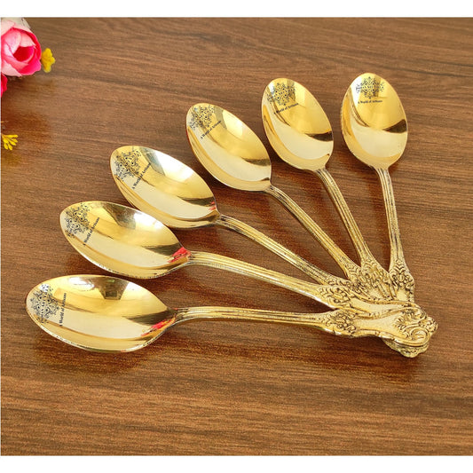 Handmade Pure Brass Designer Spoon, Dinnerware, Tableware For Home | Hotel | Restaurant