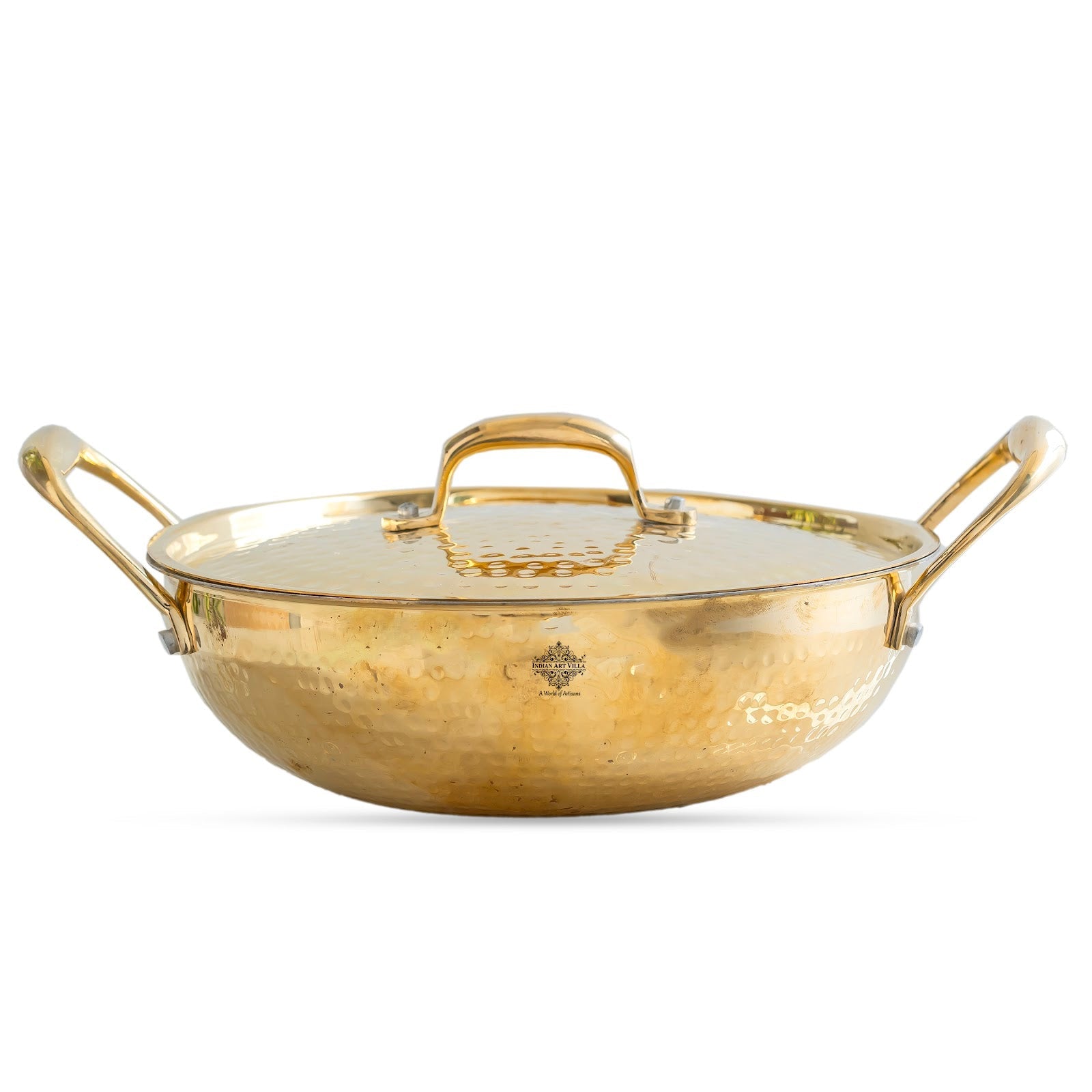 Pure Brass Hammered Kadhai with Lid & Tin lining- Durable & Stylish