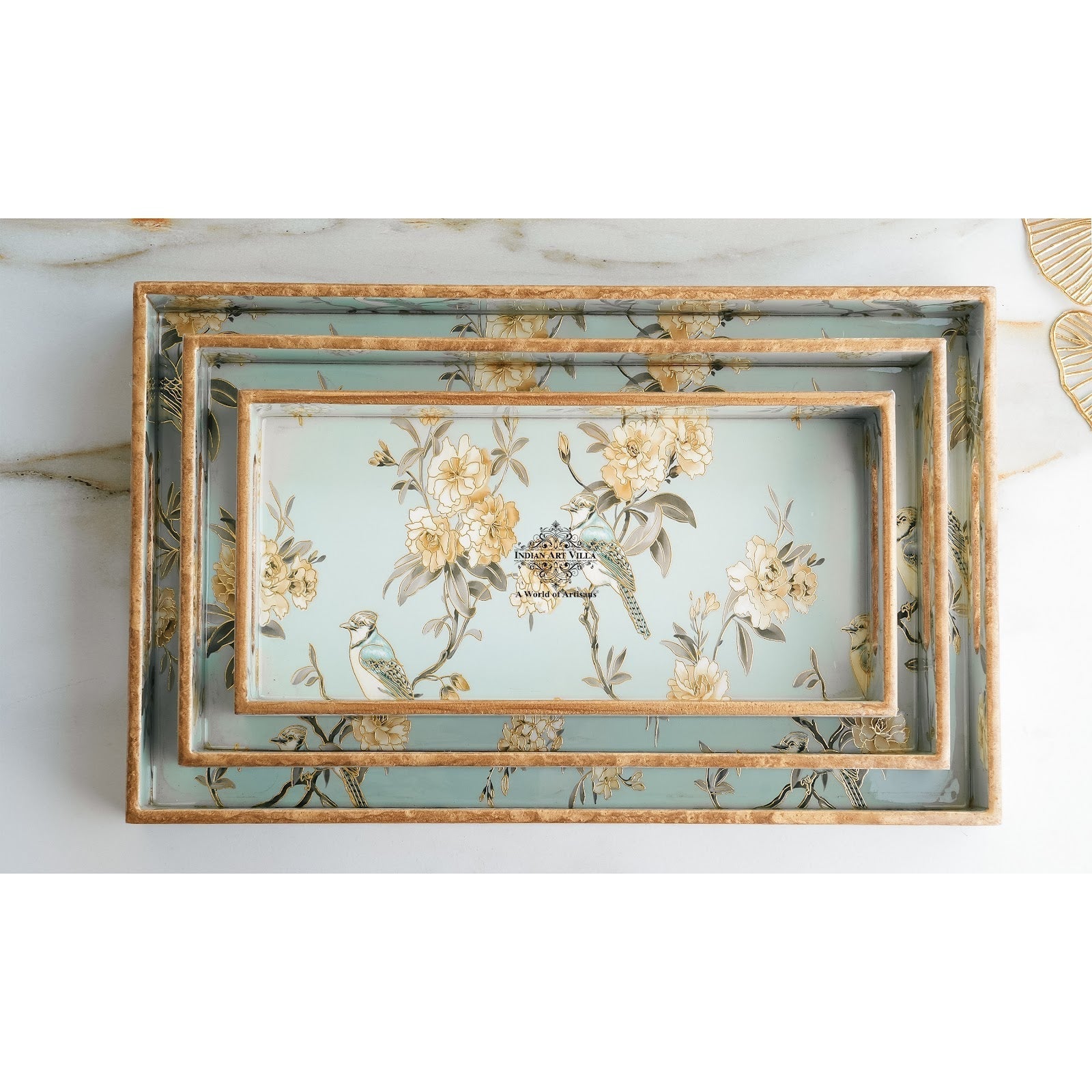 Wooden Tray Set of 3  Handcrafted Multipurpose Decorative Serving Platters