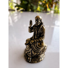 Brass Miniature Sai Baba Idol For Home Temple & Office Desk - 3.28 cm