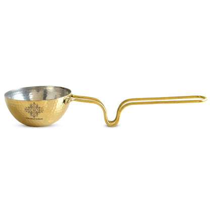 Pure Brass Tadka Pan With Long Handle - Traditional Cookware