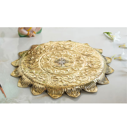 Pure Brass Sunflower Design Pooja Thali | Pooja Temple Home