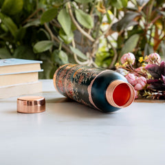 Copper Kalakriti Emerald Bloom Printed Bottle - 1000 ML