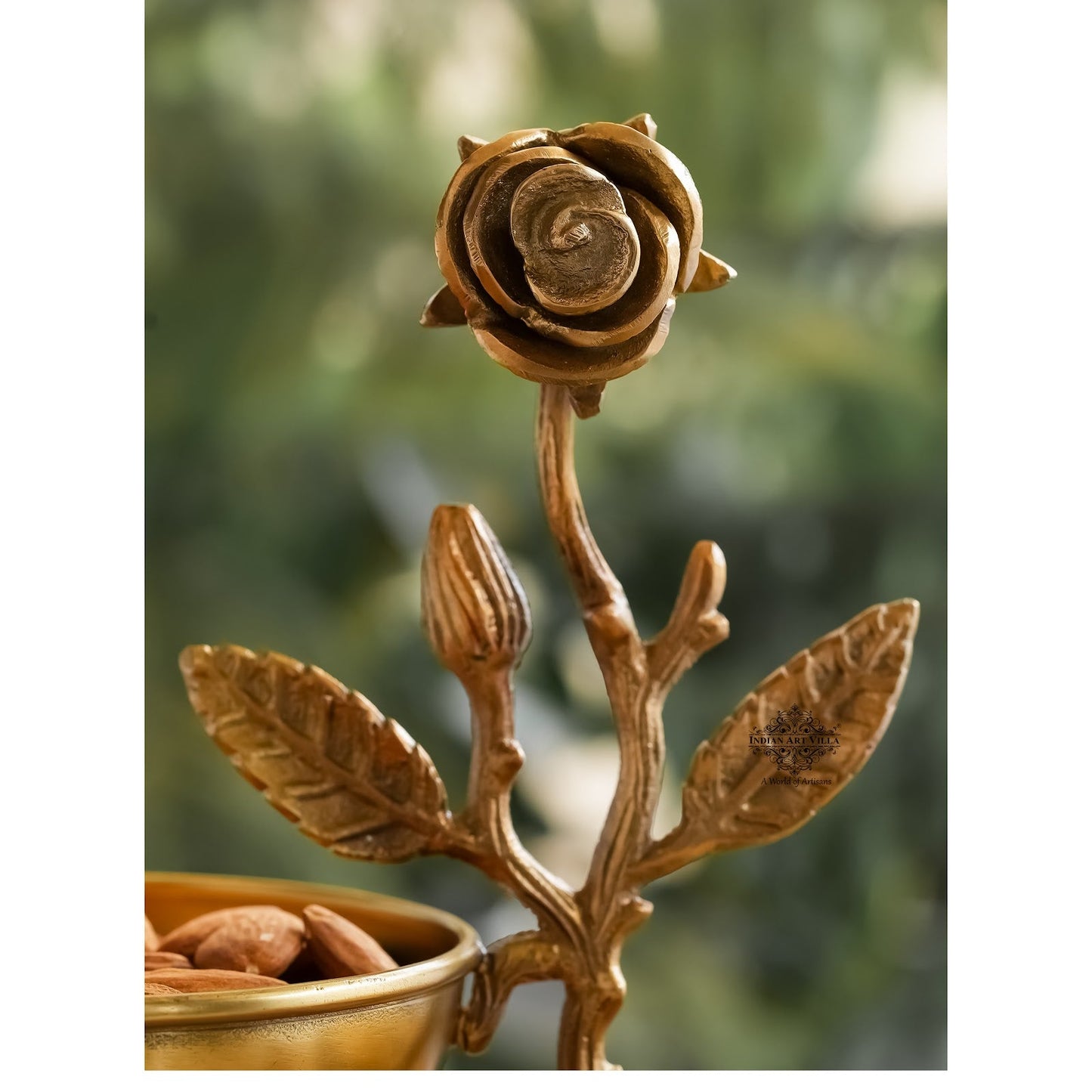 Pure Brass Handmade Decorative Dry Fruit Bowl with Tree Design