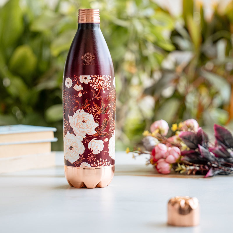 Copper Kalakriti Printed Floral Bottle-1080 ML