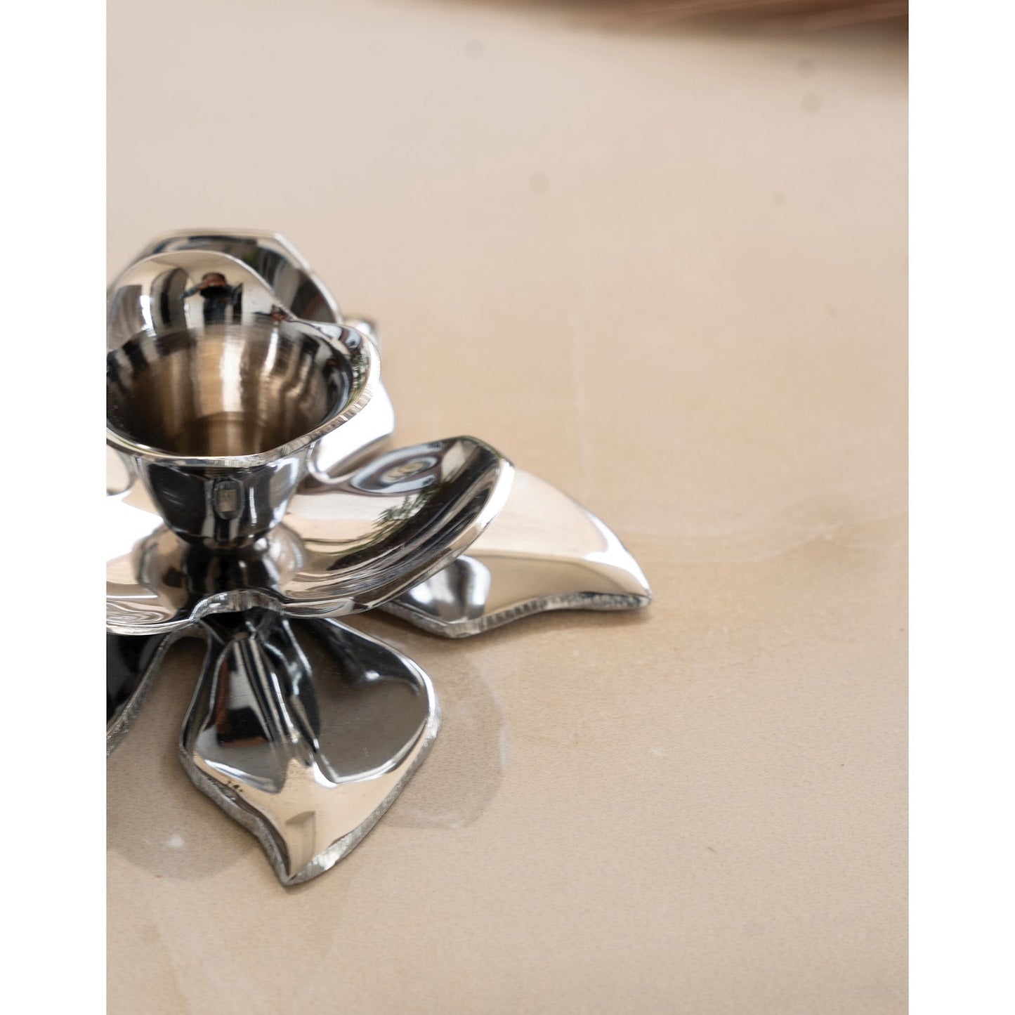 Silver-Plated Lotus Design Candle Stand – Elegant Handcrafted Decor for Festive, Spiritual & Home Ambience – Ideal for Tealight Holding and Table Centerpiece