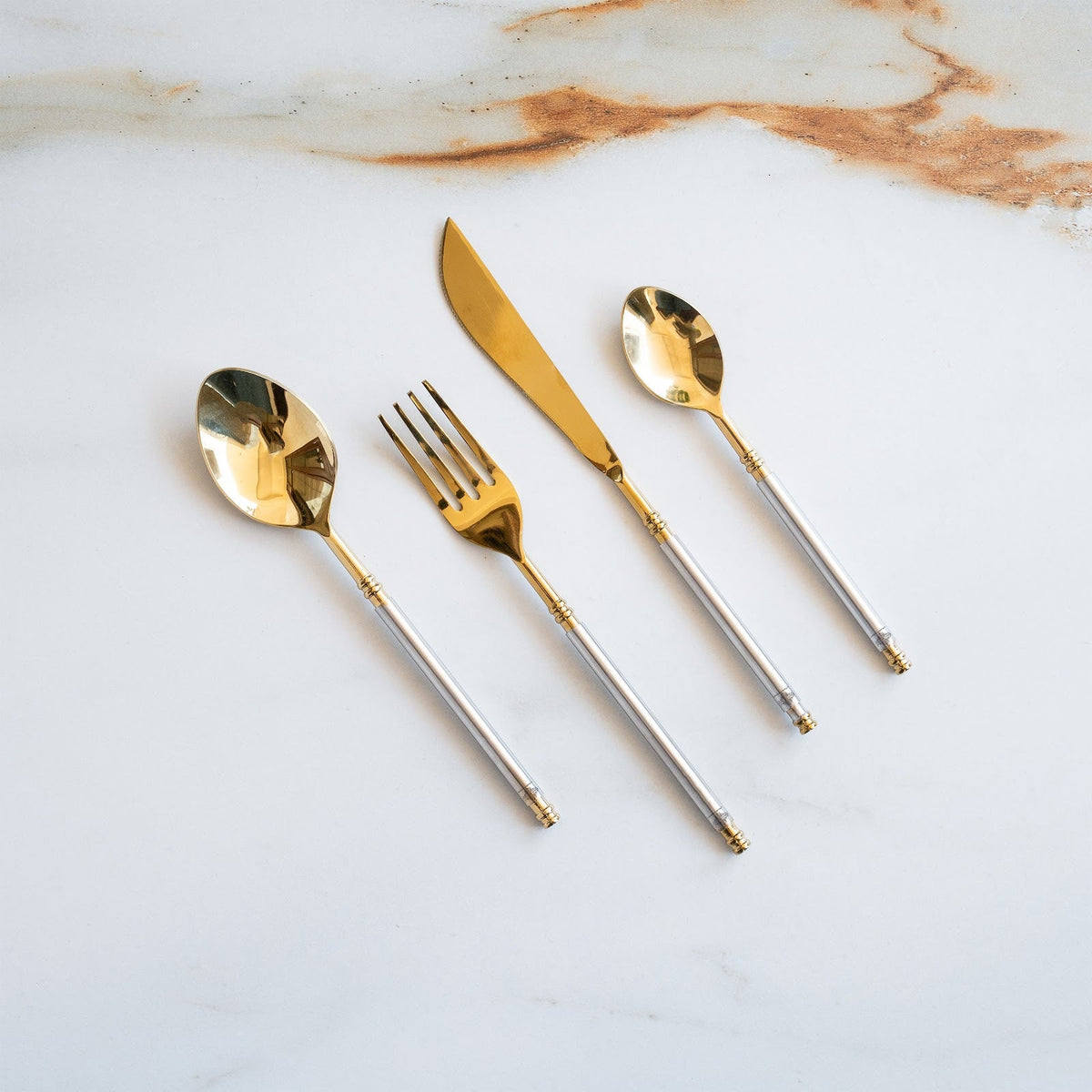 Stainless Steel Gold Cutlery Set of 4 with Dual