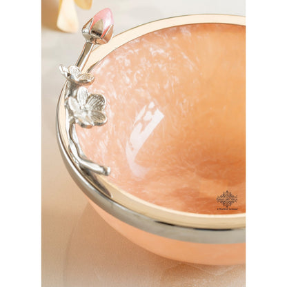 Silver Plated Resin Belgium Pink Decorative Bowl, Elegant Serveware & Home Decor, Perfect for Snacks