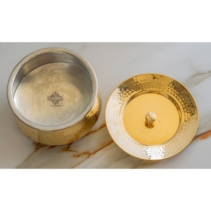 Brass Hammered Patila And Lid with Tin lining, Traditional cookware