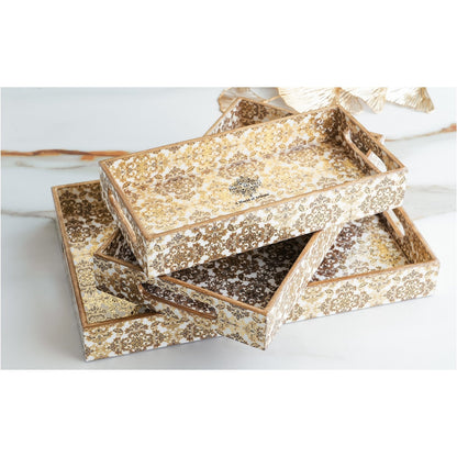 Wooden Tray Set of 3  Handcrafted Multipurpose Decorative Serving Platters