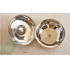 Handcrafted Pure Steel Copper Hammered Design Handi with Lid, Serveware, Tableware