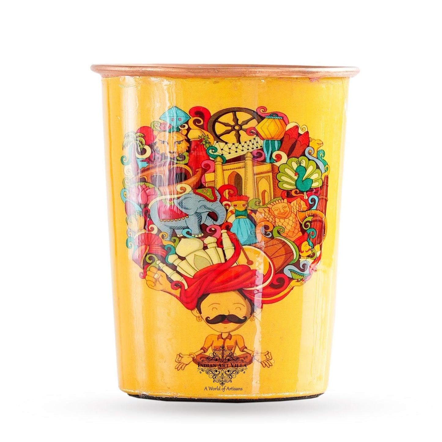 Pure Copper Printed Padharo Mhare Desh Jug & Glass Gift Set