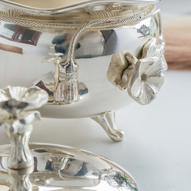 Silver Plated Designer Handi with Ribbon Bow Design With Desiner Lid
