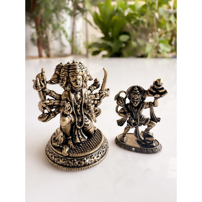 Pure Brass Miniature Panchmukhi Hanuman Bhakt Set