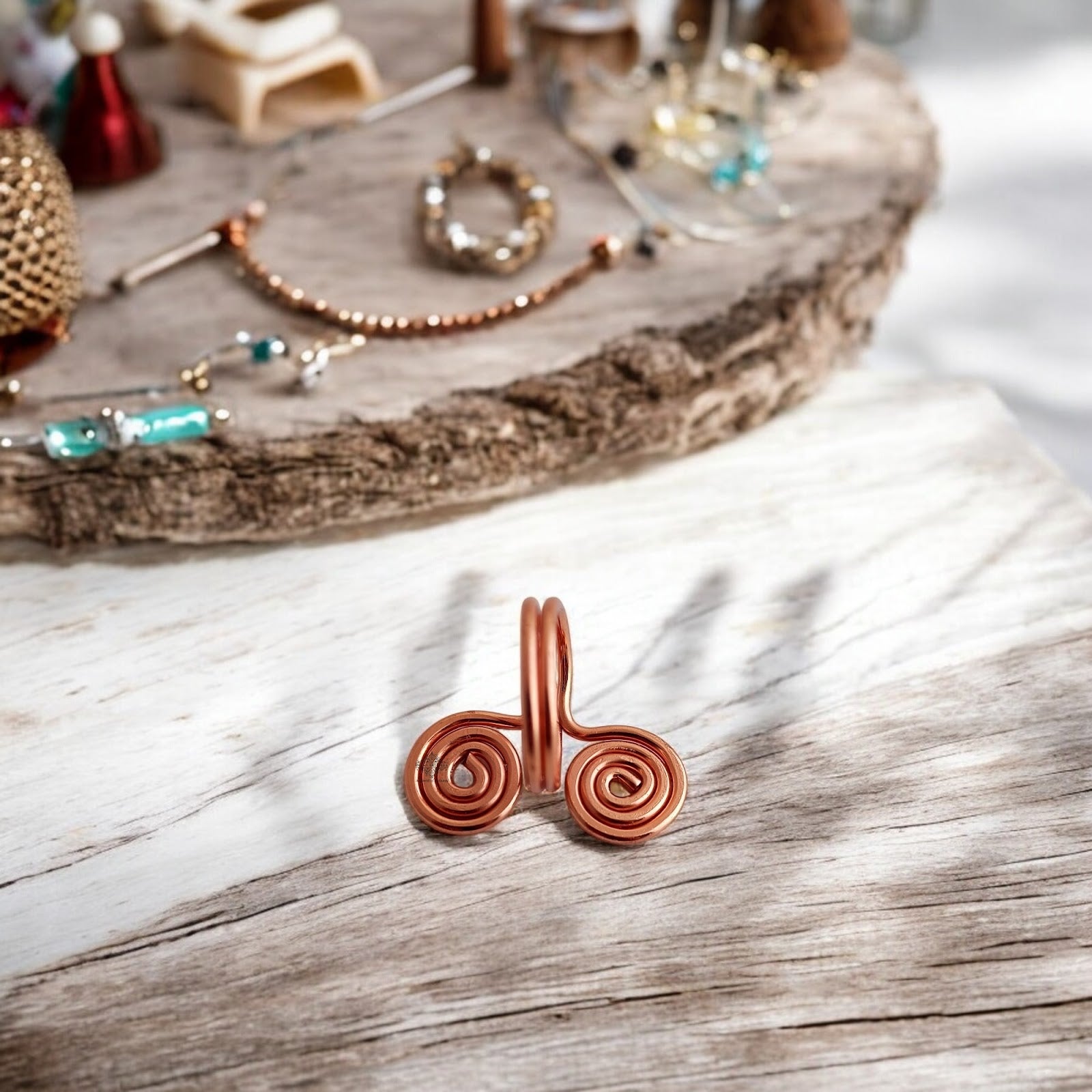 Pure Copper Spiral Ring Adjustable Unisex Fashion Ring