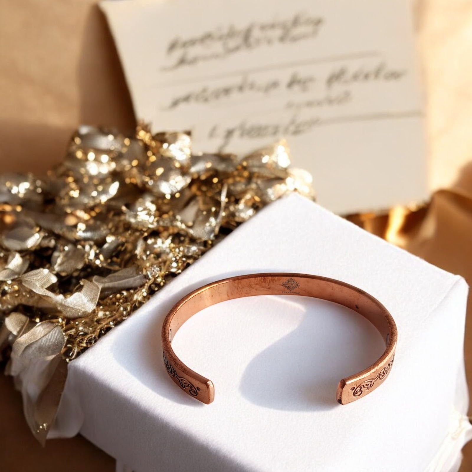 Unisex Copper Magnetic Bangle with Om Namah Shivay Inscription