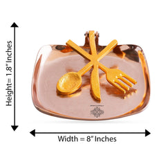 Brass and Copper Finish Napkin Holder with Golden Cutlery Design – Elegant Table Accessory for Dining, Kitchen, Office, and Gifting