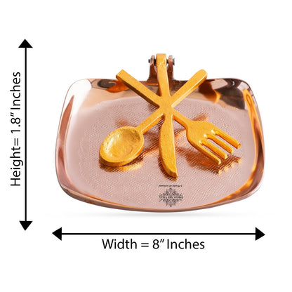 Brass and Copper Finish Napkin Holder with Golden Cutlery Design – Elegant Table Accessory for Dining, Kitchen, Office, and Gifting