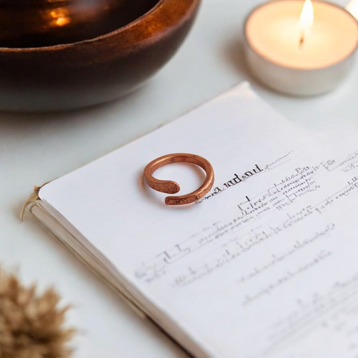 Pure Copper Bypass Shape Ring Adjustable Unisex Fashion Ring for Men & Women