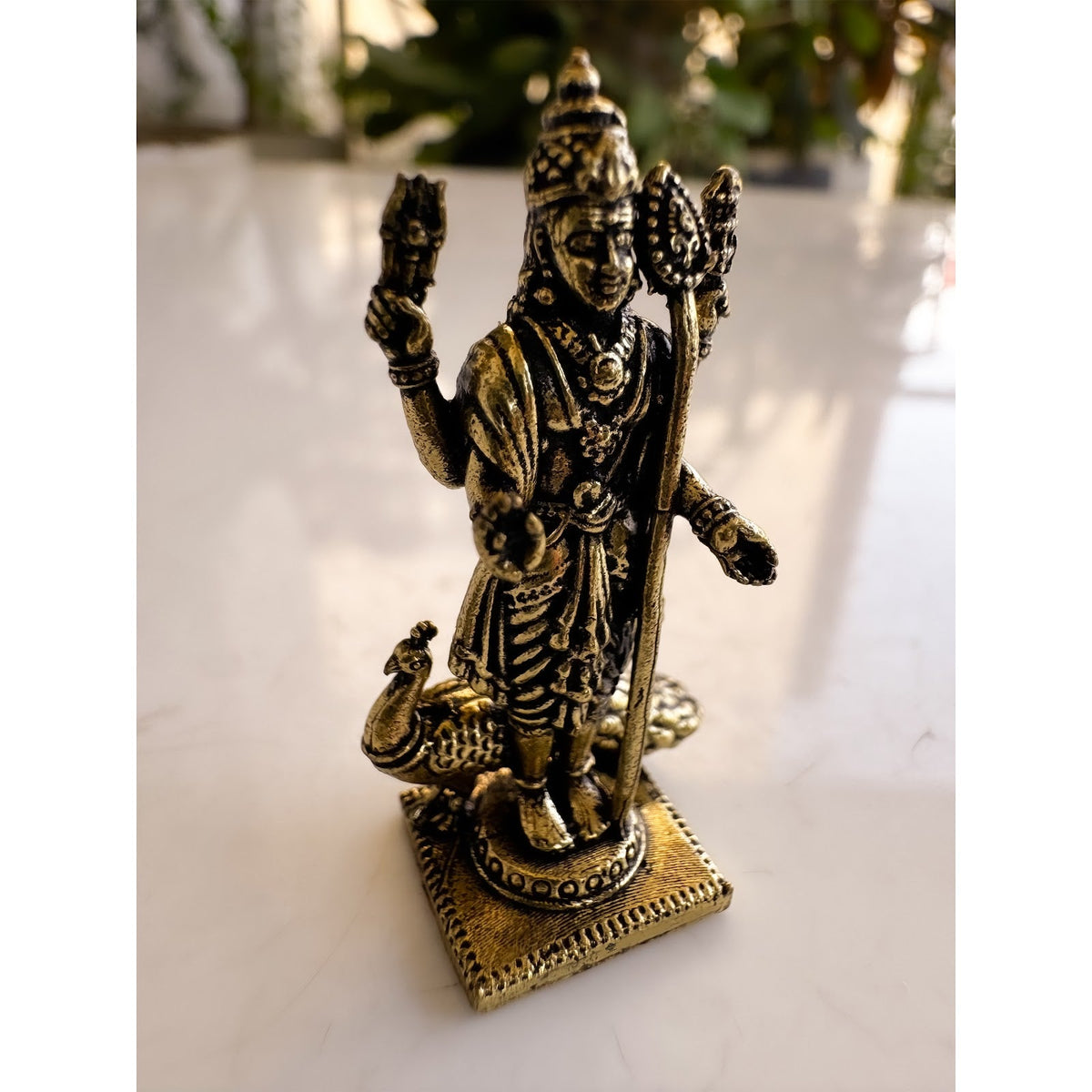 Pure Brass Miniature Murgan ji murti - 3.56cm
