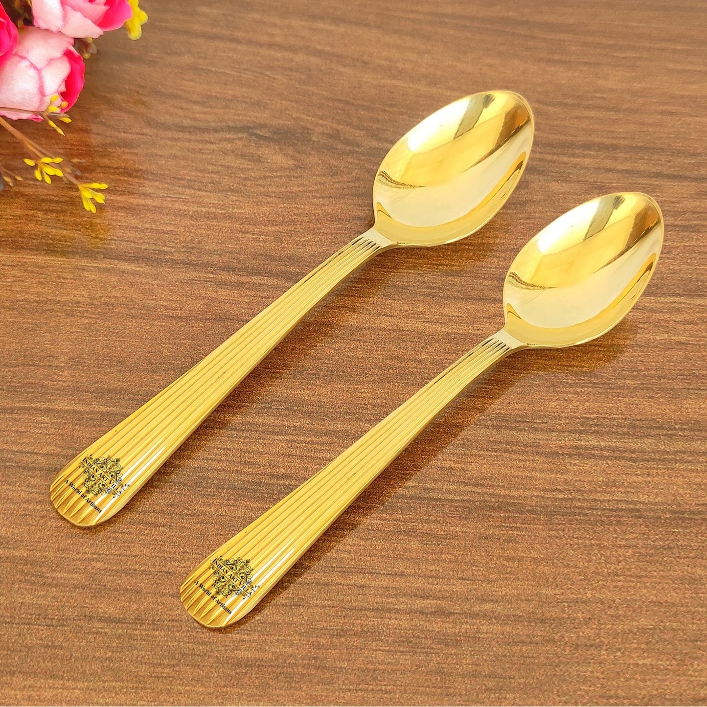 Brass Lining Spoon Tableware Serveware Home Hotel Restaurant Silver