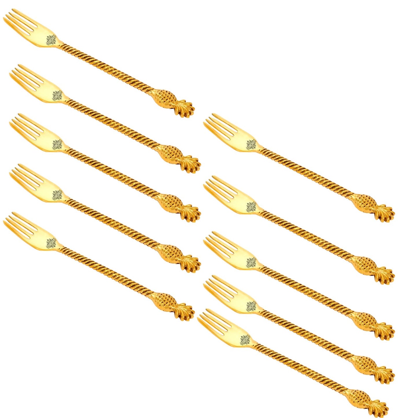Brass Designer Fork,Pineapple Design,Flatware, Gold