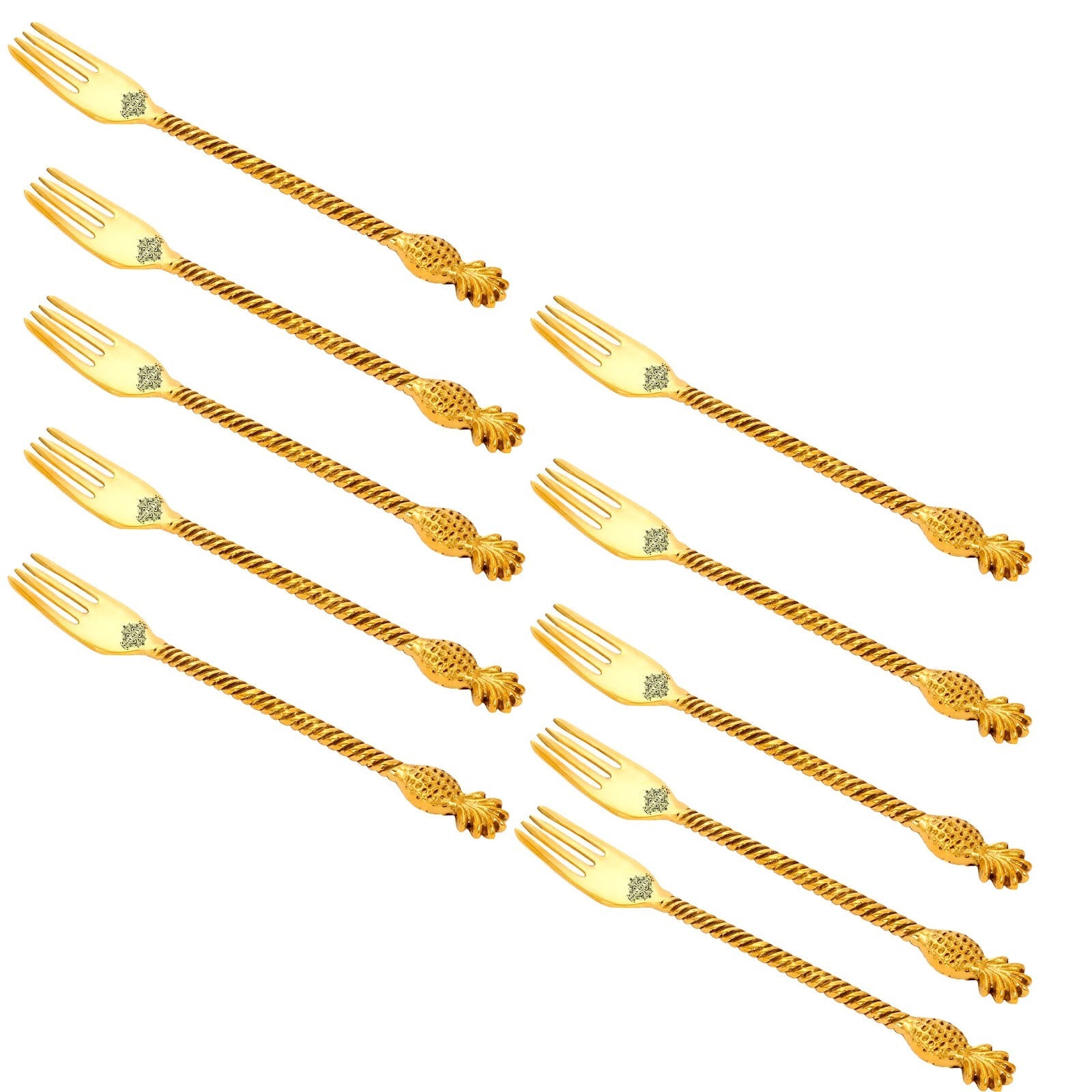 Brass Designer Fork,Pineapple Design,Flatware, Gold