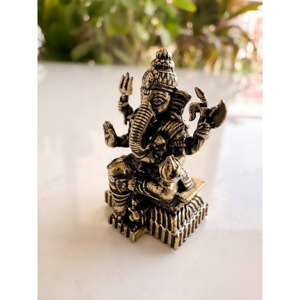 Pure Brass Miniature Handcrafted Lord Ganesha Idol for Home Mandir - 3.30 cm