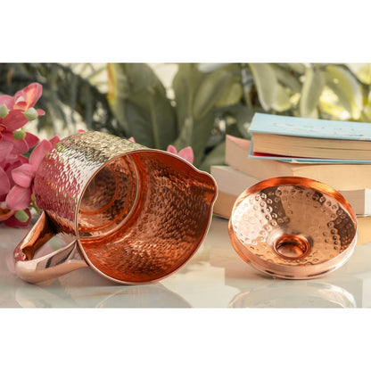 Pure Copper Hammered & Plain Designer Jug With Lid