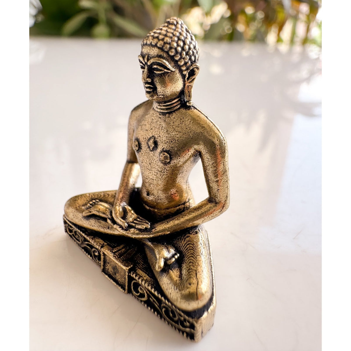 Pure Brass Miniature Mahaveer ji Statue - 3 cm
