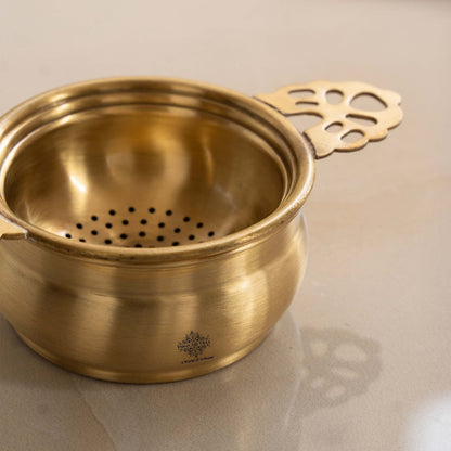 Brass Matt Finish Tea Infuser with Bowl Elegant Chai Chalani