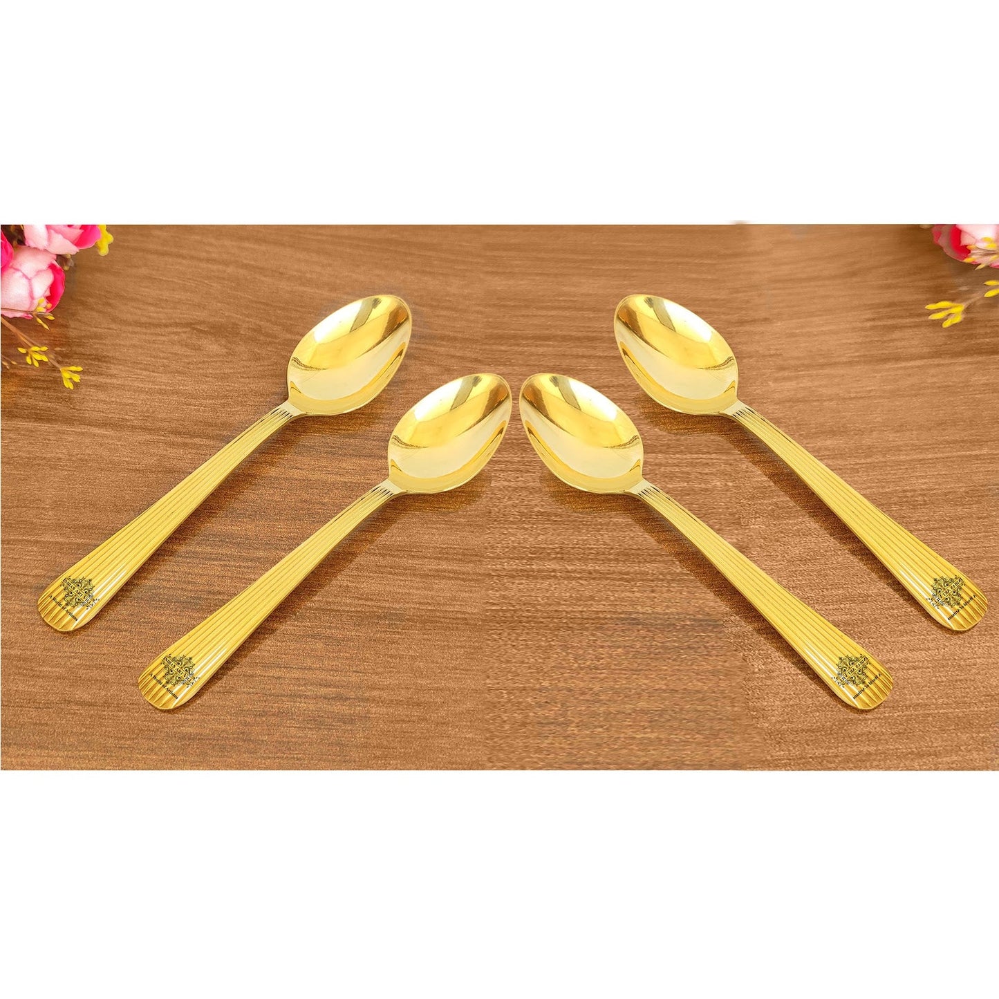 Brass Lining Spoon Tableware Serveware Home Hotel Restaurant Silver