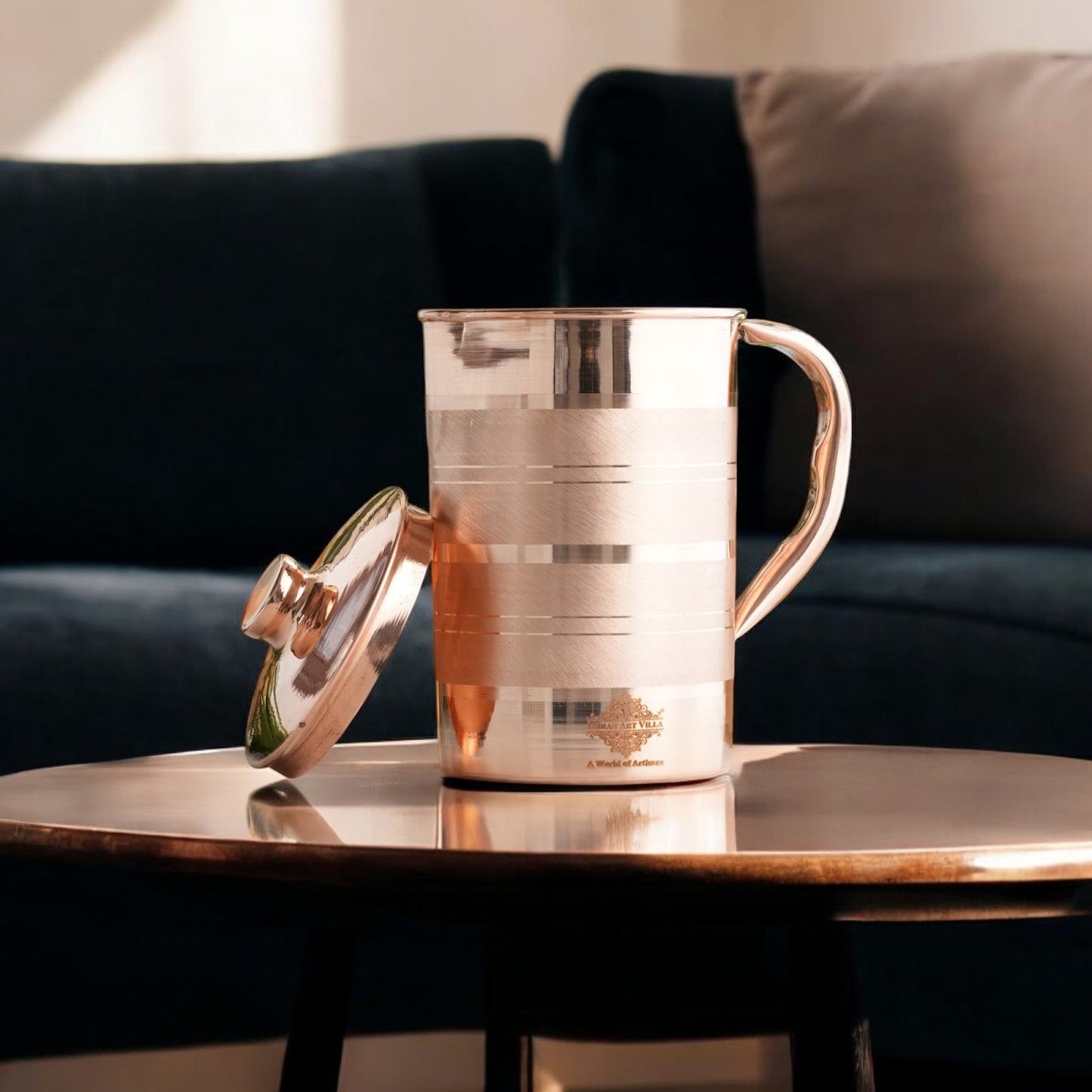 Pure Copper Luxury Design Jug with Lid and Handle – 1700 ML