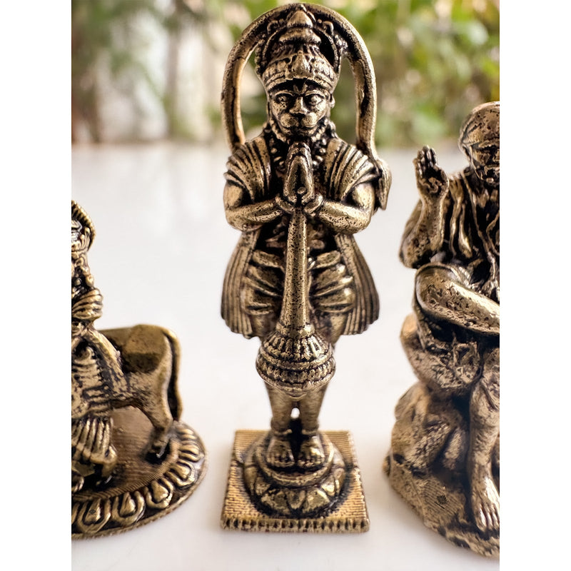 Pure Brass Miniature Divine Idol Combo of Ganesha, Krishna, Hanuman ji & Sai Baba