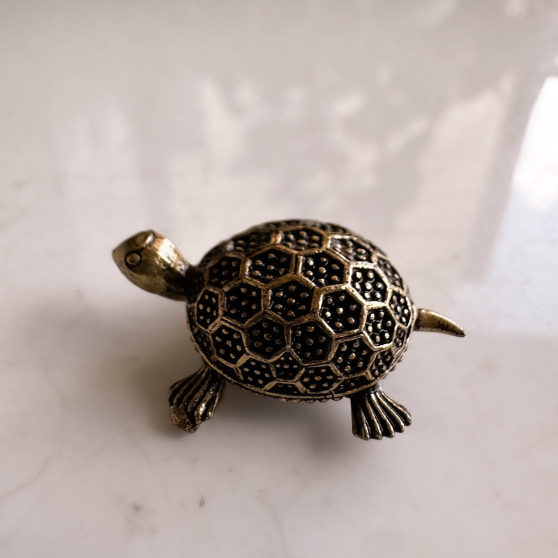 Pure Brass Miniature Turtoise Showpiece for Home Décor & Vastu - 1.02 cm